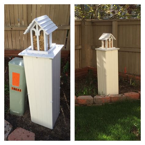 electrical box covers yard|landscaping to hide utility box.